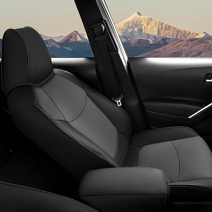 Faux Leather Seat Covers for Toyota Corolla Cross — Full Set — Black / Gray
