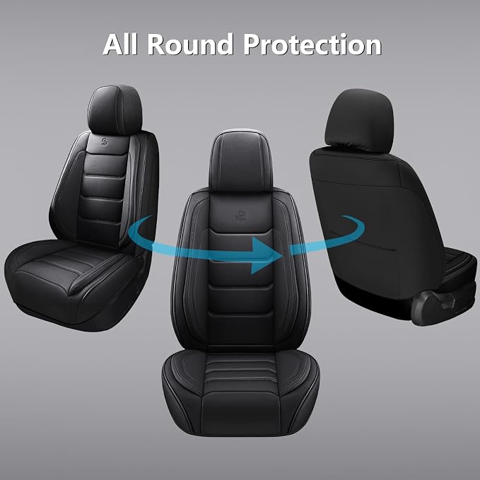 Faux Leather Car Seat Covers — Full Set — Black