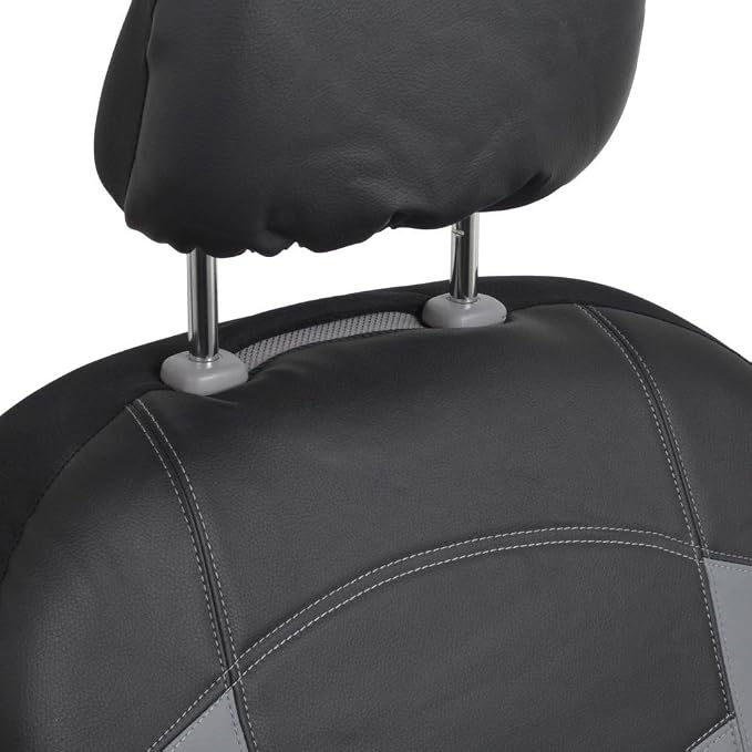 Faux Leather Car Seat Covers — Front Seat — Black / Gray