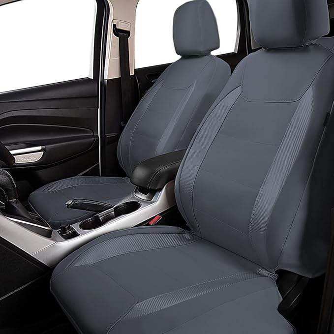 Faux Leather Car Seat Covers — Full Set — Gray