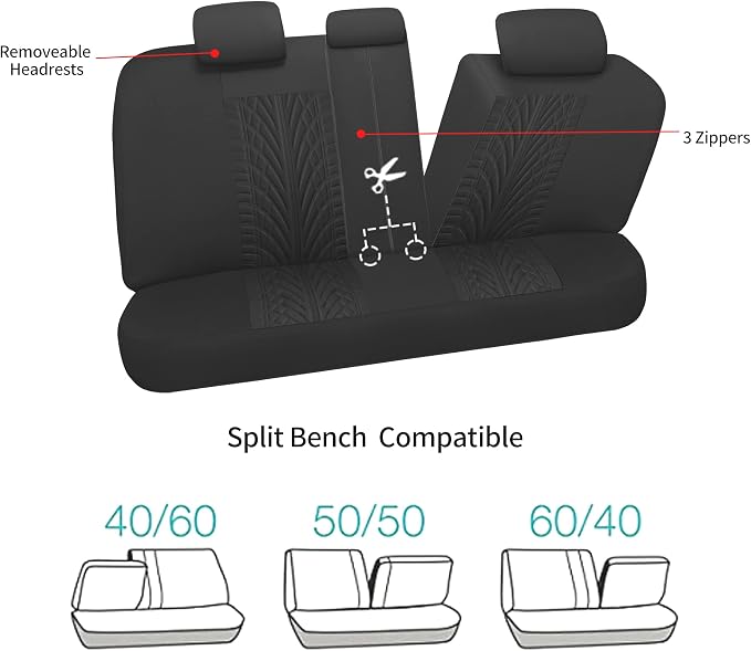 Universal Fabric Seat Covers — Full Set — Black