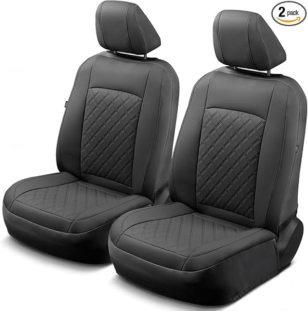 Faux Leather Seat Covers for Multiple Vehicles โ Front Seat โ Black