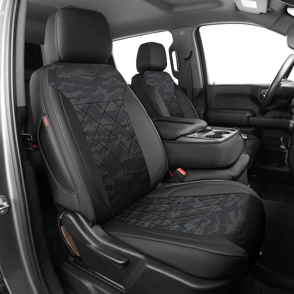 Faux Leather Seat Covers for Chevrolet Silverado โ Black / Gray