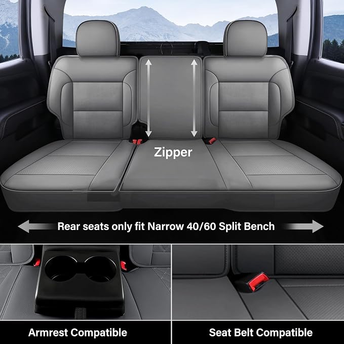Faux Leather Seat Covers for Chevrolet Silverado / GMC Sierra — Full Set — Gray