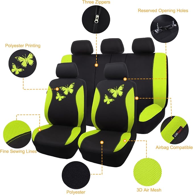 Universal Seat Covers — Full Set — Green