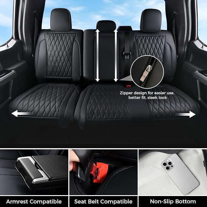 Seat Covers for Multiple Vehicles — Rear Seat — Black