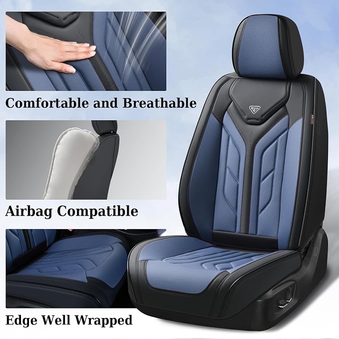 Universal Seat Covers — Full Set — Black / Blue