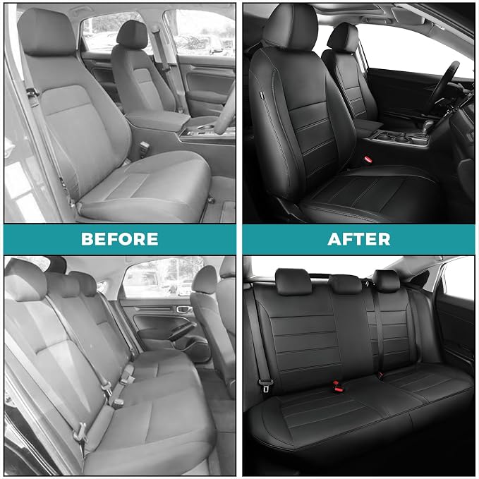 Faux Leather Seat Covers for Honda Civic — Full Set — Black