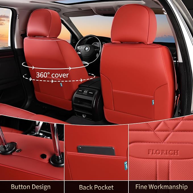 Universal Seat Covers — Full Set — Red