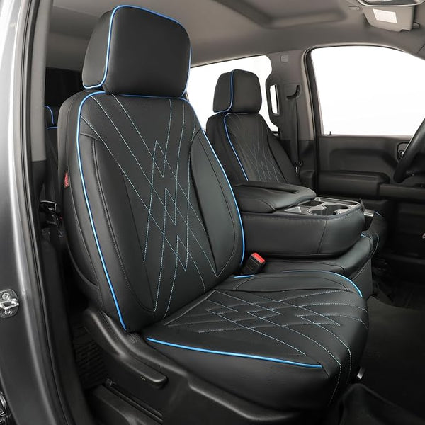 Faux Leather Seat Covers for Chevrolet Silverado โ Full Set โ Black / Blue