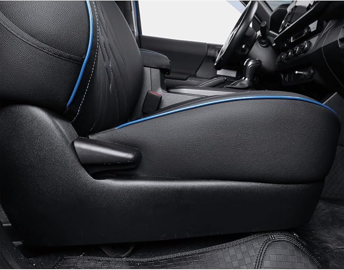 Faux Leather Seat Covers for Toyota Tacoma — Full Set — Black / Blue