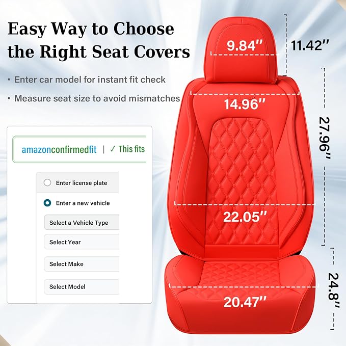 Universal Seat Covers — Front Seat — Red