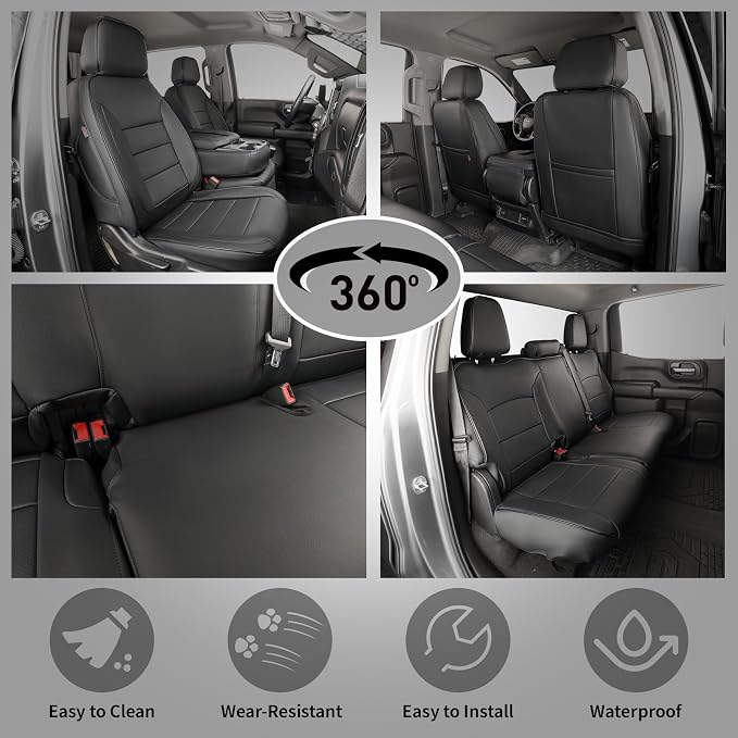 Faux Leather Seat Covers for Chevrolet Silverado — Full Set — Black
