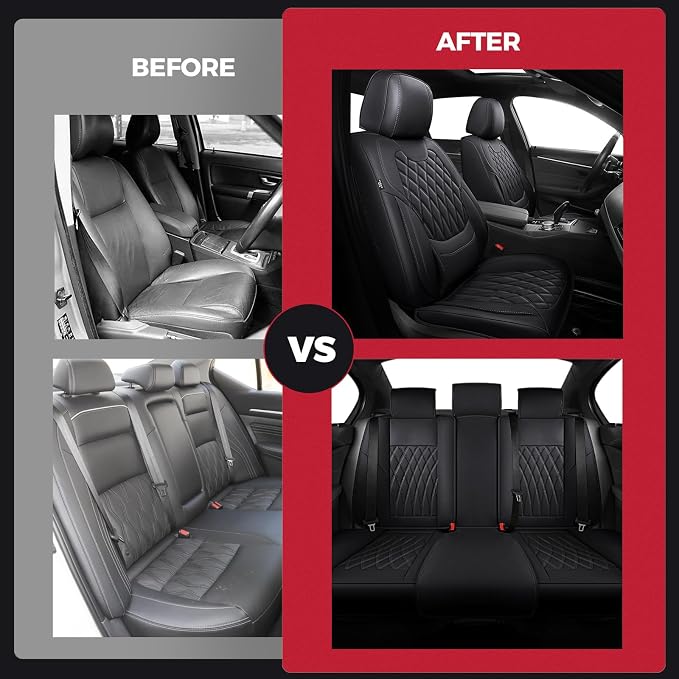 Universal Faux Leather Seat Covers — Full Set — Black