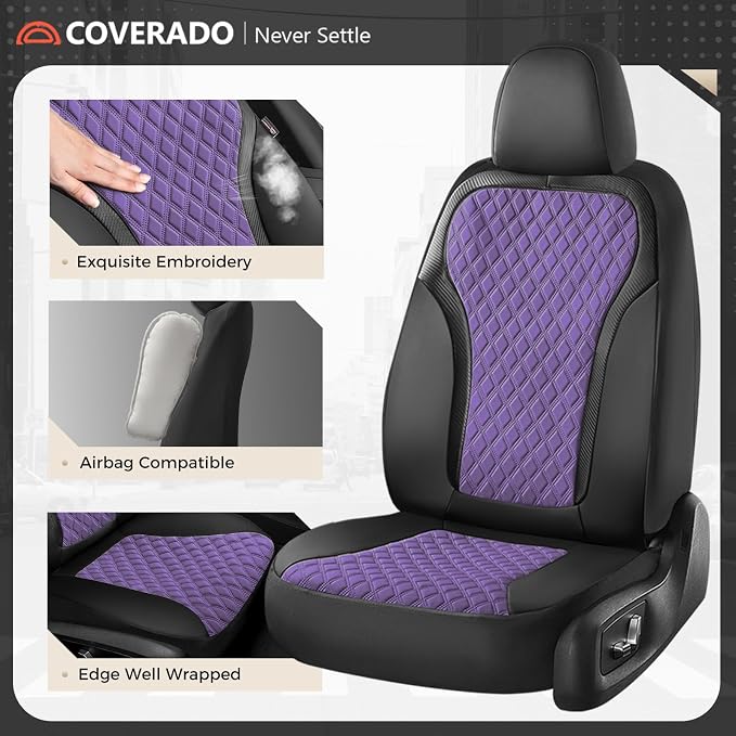 Universal Seat Covers — Full Set — Black / Purple