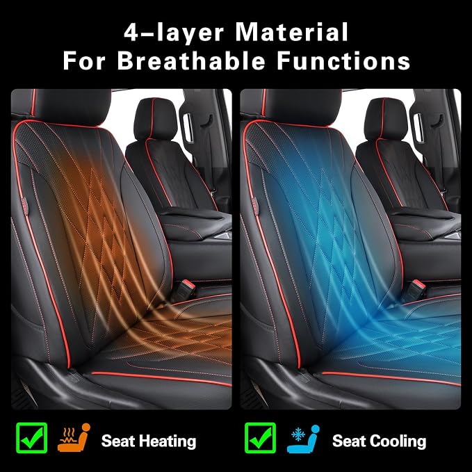 Faux Leather Seat Covers for Chevrolet Silverado — Full Set — Black / Red