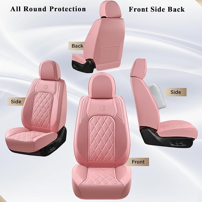 Universal Faux Leather Seat Covers — Front Seat — Pink
