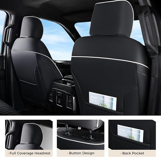 Seat Covers for Multiple Vehicles — Front Seat — Black / White