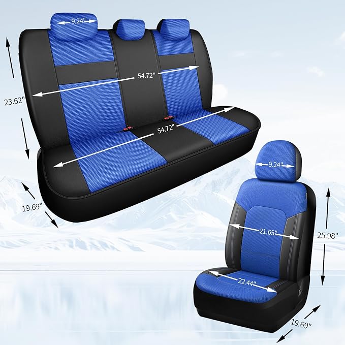 Universal Fabric Seat Covers — Black / Blue