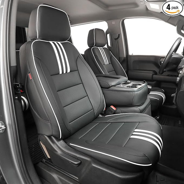 Faux Leather Seat Covers for Chevrolet Silverado โ Black / White