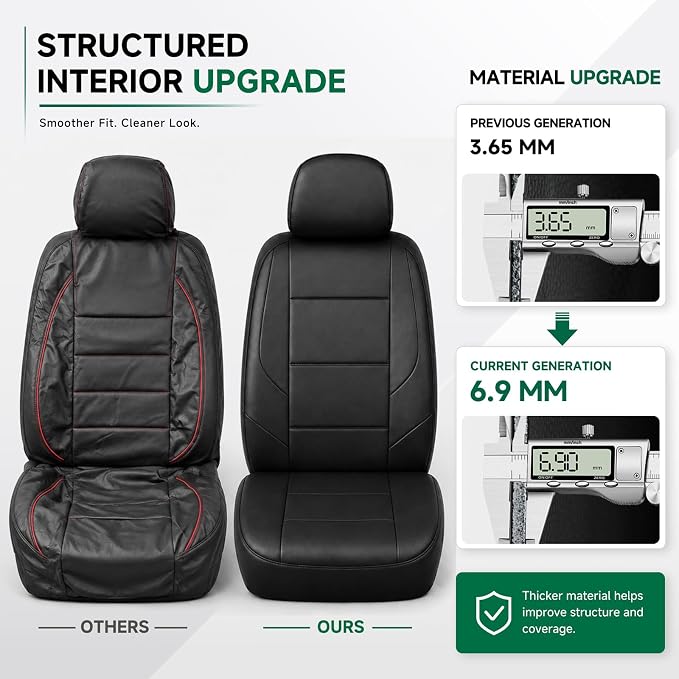Faux Leather Seat Covers for Multiple Vehicles — Front Seat — Black / Gray