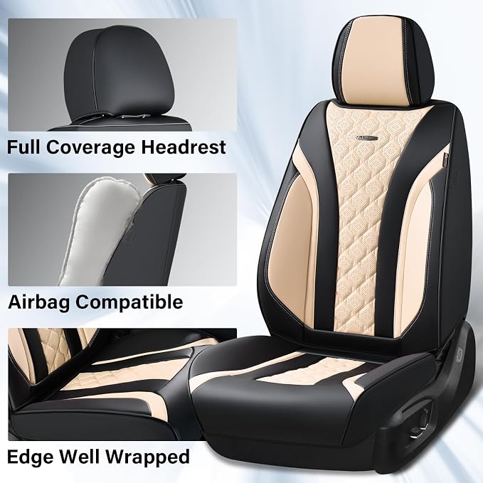 Universal Seat Covers — Full Set — Black / Beige