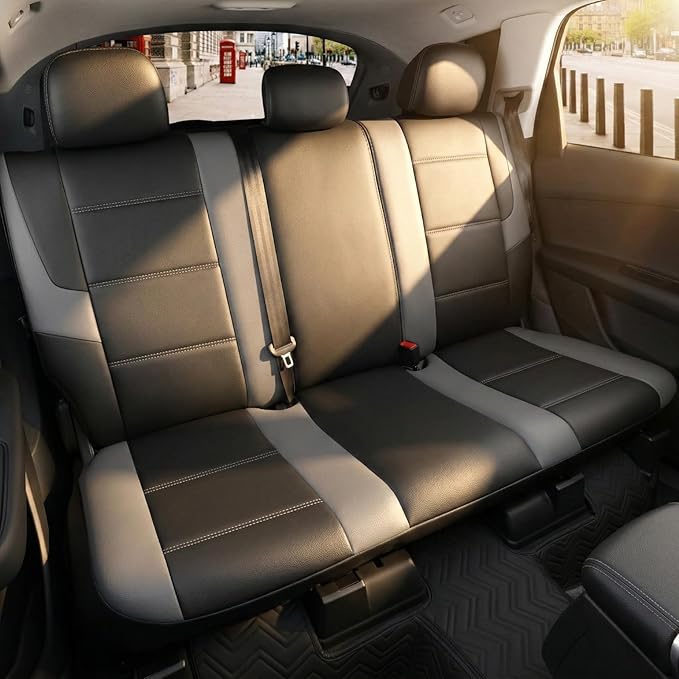 Faux Leather Seat Covers for Multiple Vehicles — Full Set — Black / Gray