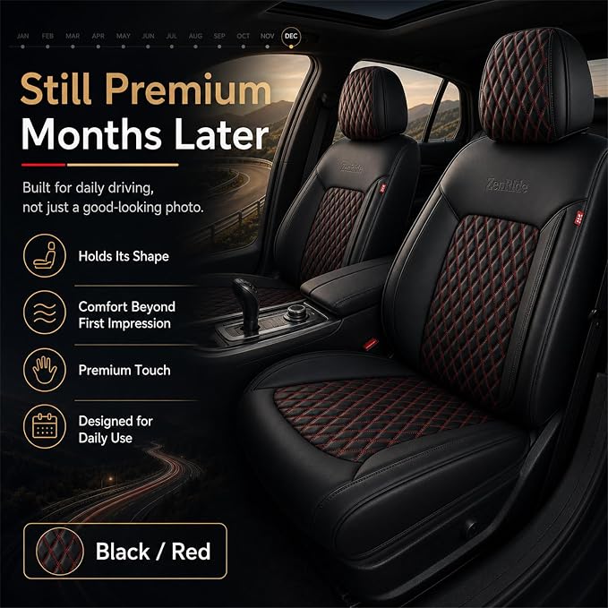 Universal Seat Covers — Full Set — Red / Black