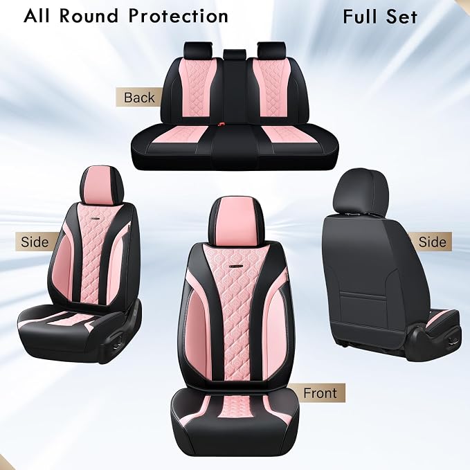 Universal Seat Covers — Full Set — Black / Pink