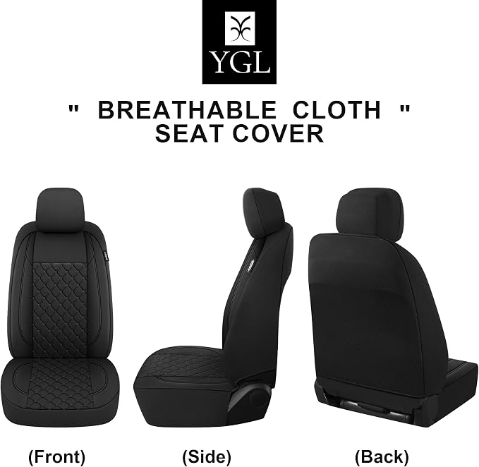 Fabric Car Seat Covers — Front Seat — Black