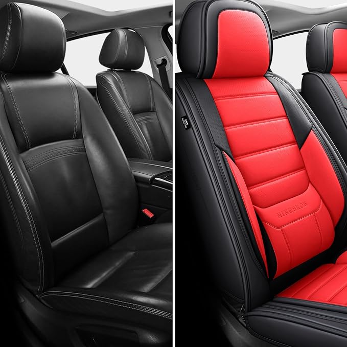 Universal Seat Covers — Full Set — Black / White / Red