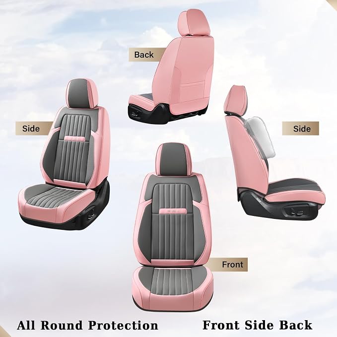 Universal Seat Covers — Full Set — Pink / Gray