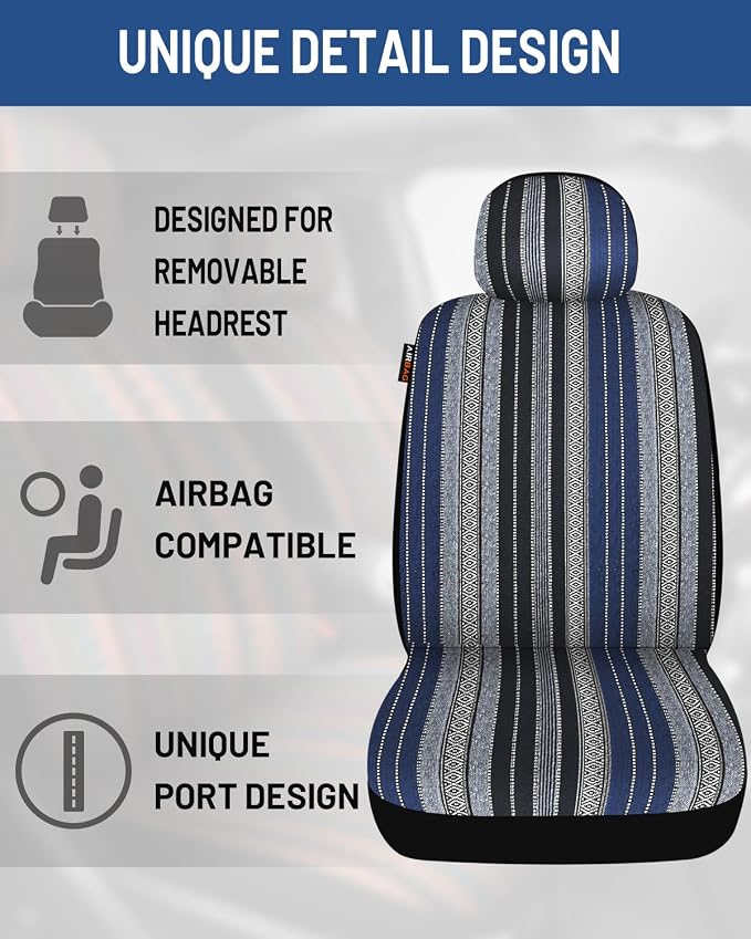 Fabric Car Seat Covers — Front Seat — Blue