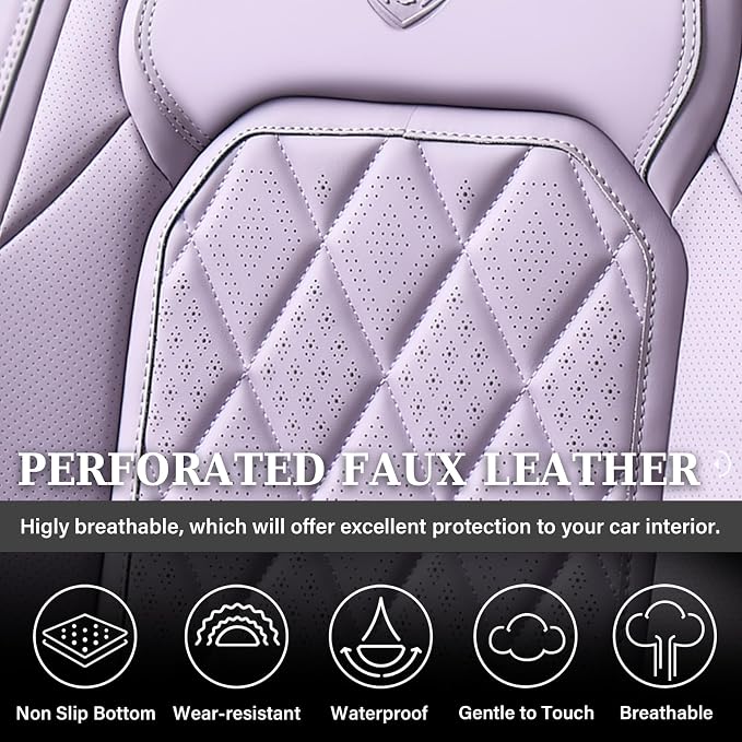 Universal Faux Leather Seat Covers — Front Seat — Purple