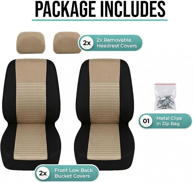 Universal Seat Covers — Front Seat — Beige