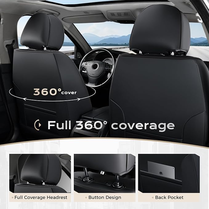 Universal Seat Covers — Front Seat — Black / Beige