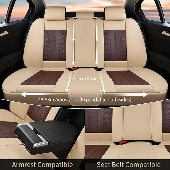 Universal Seat Covers — Full Set — Beige / Coffee