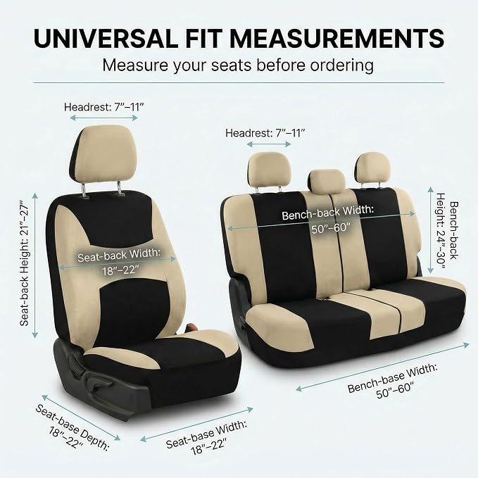 Universal Fabric Seat Covers — Beige