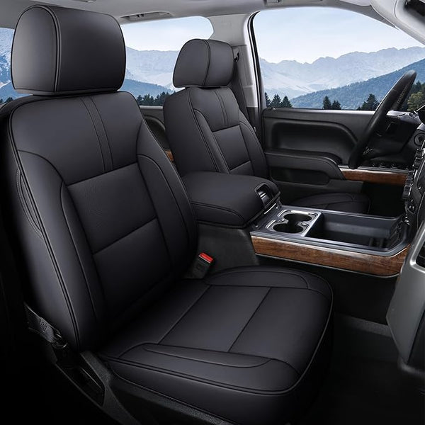 Faux Leather Seat Covers for Chevrolet Silverado / GMC Sierra โ Full Set โ Black