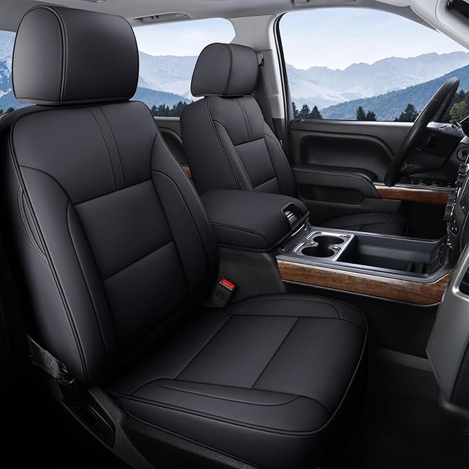 Faux Leather Seat Covers for Chevrolet Silverado / GMC Sierra — Full Set — Black