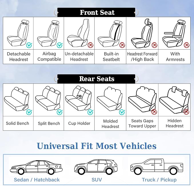 Universal Faux Leather Seat Covers — Front Seat — Coffee