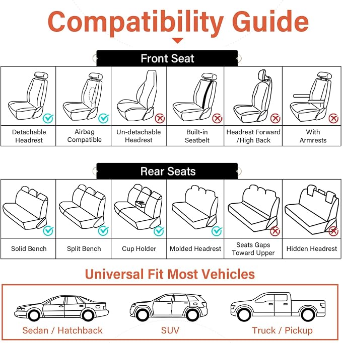 Universal Seat Covers — Front Seat — Black