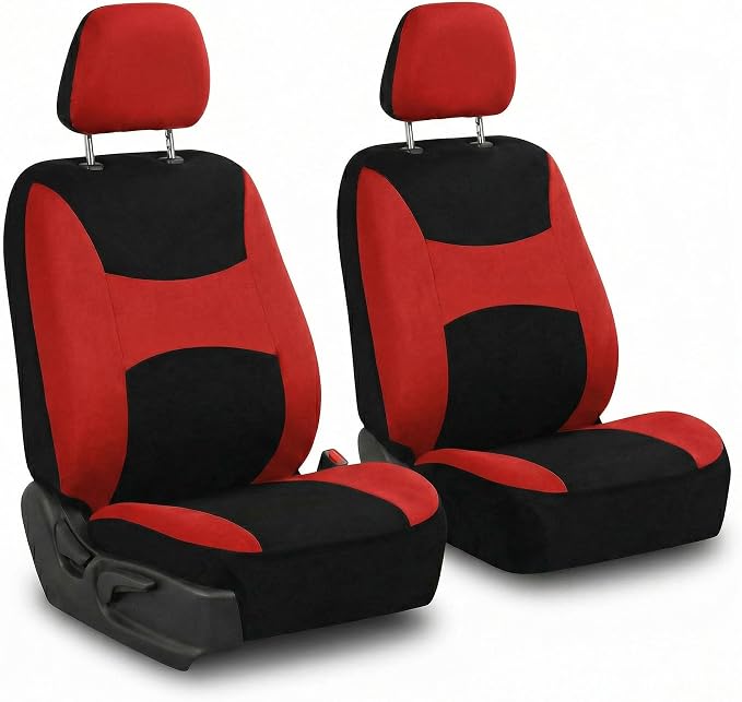 Universal Fabric Seat Covers — Front Seat — Red
