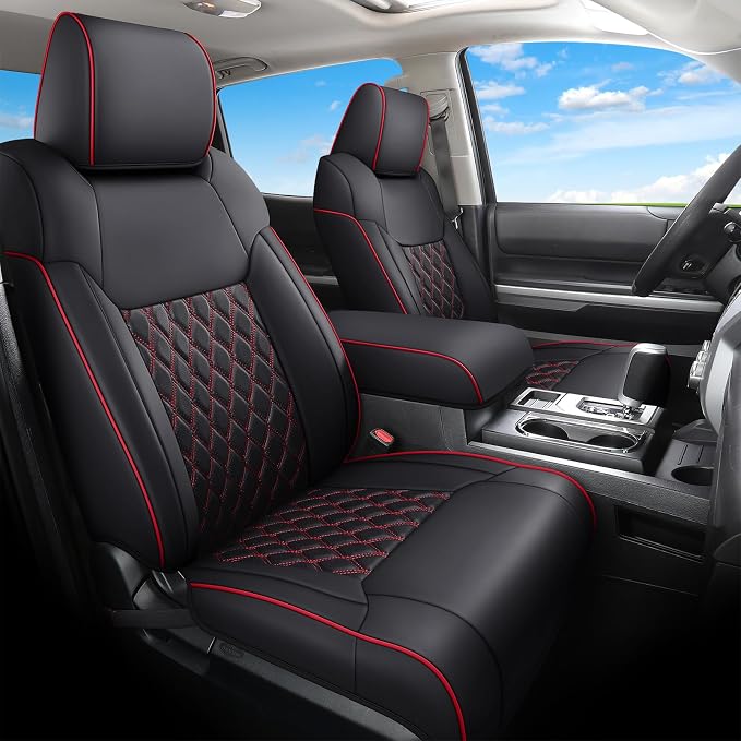 Seat Covers for Toyota Tacoma — Full Set — Black / Red