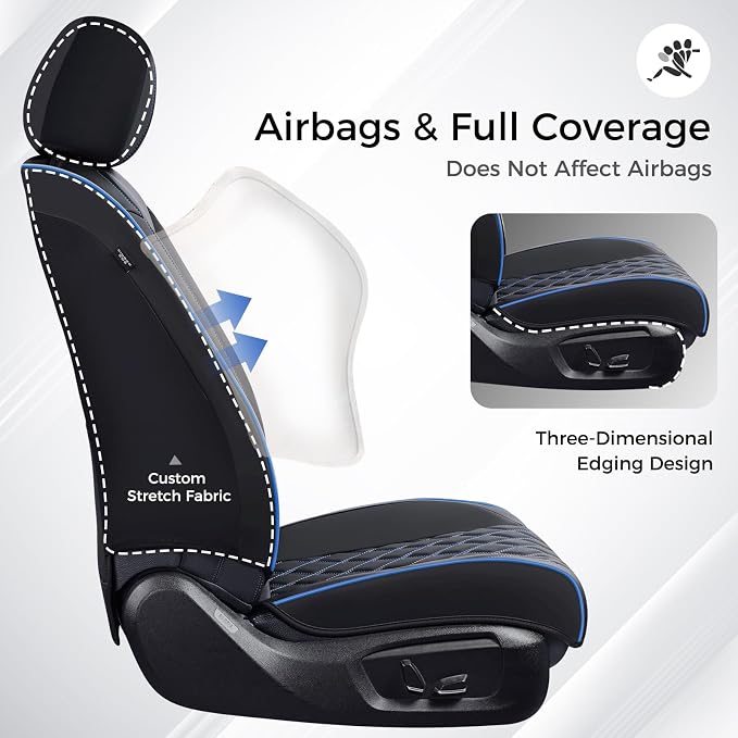 Universal Seat Covers — Front Seat — Black / Blue