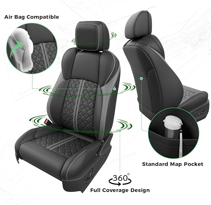 Seat Covers for Toyota Tacoma — Full Set — Black / Gray