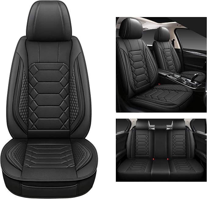 Universal Faux Leather Seat Covers — Full Set — Black