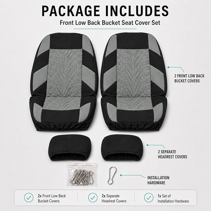 Universal Fabric Seat Covers — Front Seat — Beige