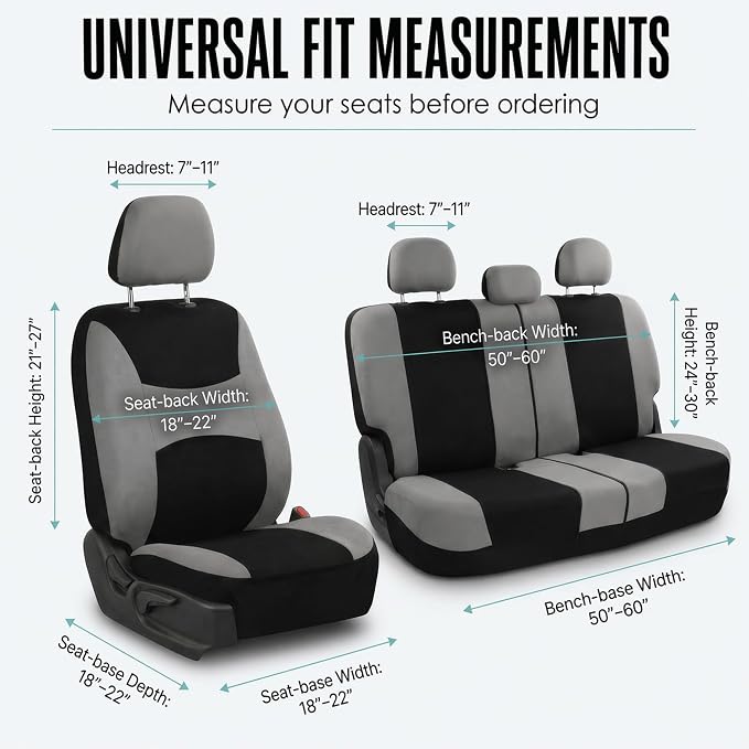 Universal Seat Covers — Gray / Black