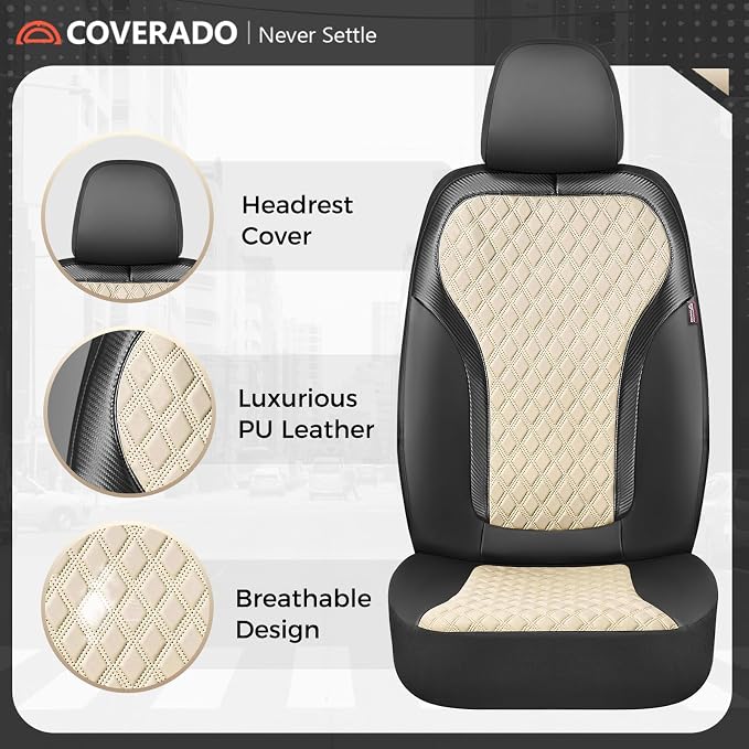 Universal Seat Covers — Front Seat — Black / Beige